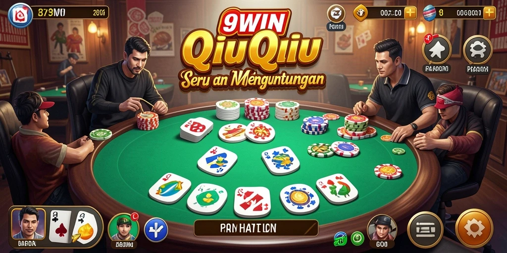 Gameplay seru QiuQiu di 9WIN dengan teman-teman.