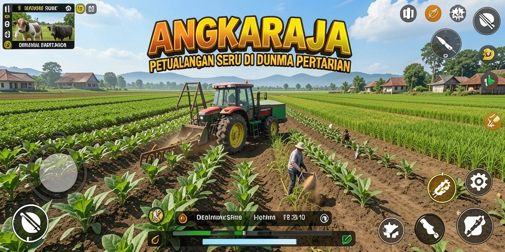 Tampilan menarik gameplay ANGKARAJA dengan ladang subur.