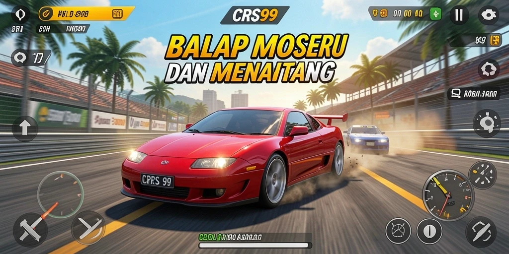Tampilan gameplay Racing yang mendebarkan dan adrenalin tinggi.