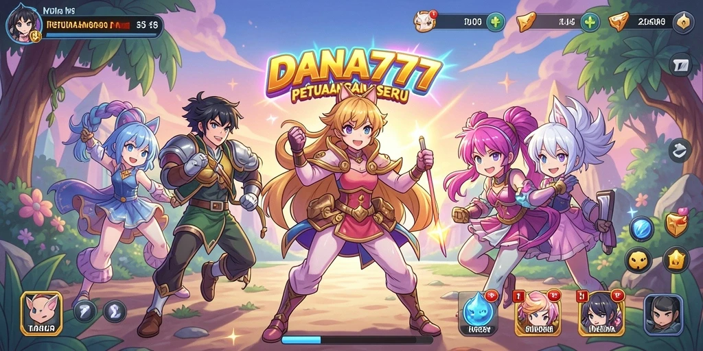 Tampilan seru dari gameplay DANA777 dengan karakter anime.