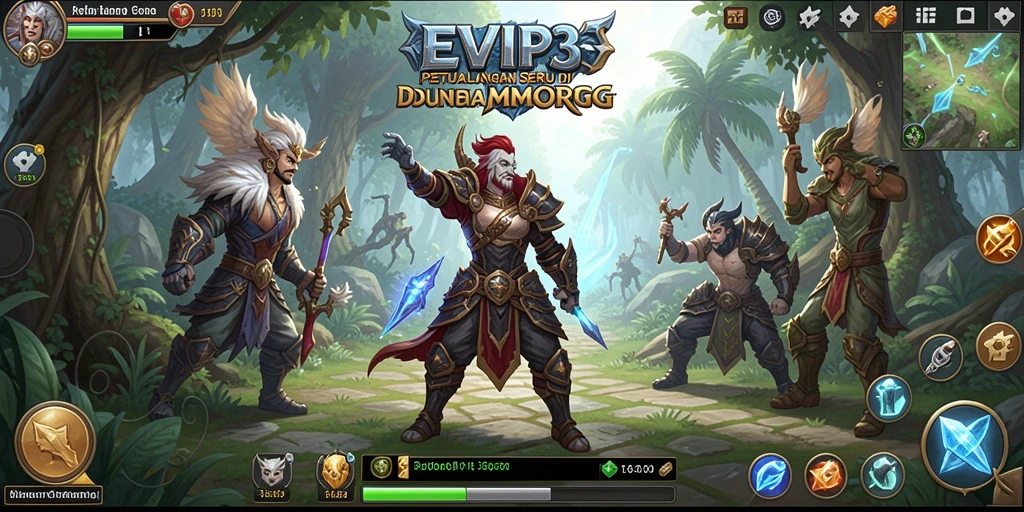 Tampilan gameplay seru dari EVIP3 yang menunjukkan pertempuran dan eksplorasi.