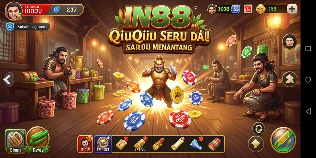 Tangkapan layar IN88 menampilkan aksi seru permainan QiuQiu.