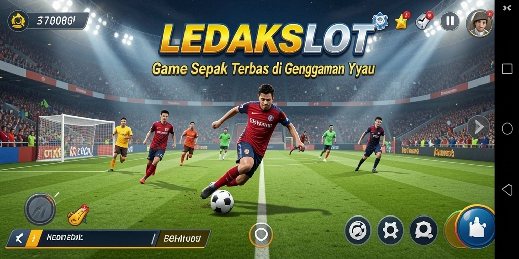Tangkapan layar <strong>LEDAKSLOT</strong> menampilkan momen seru permainan sepak bola.