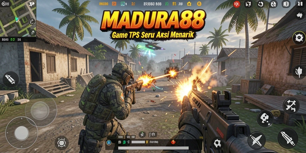 Screenshot menampilkan aksi intens dari gameplay TPS MADURA88.