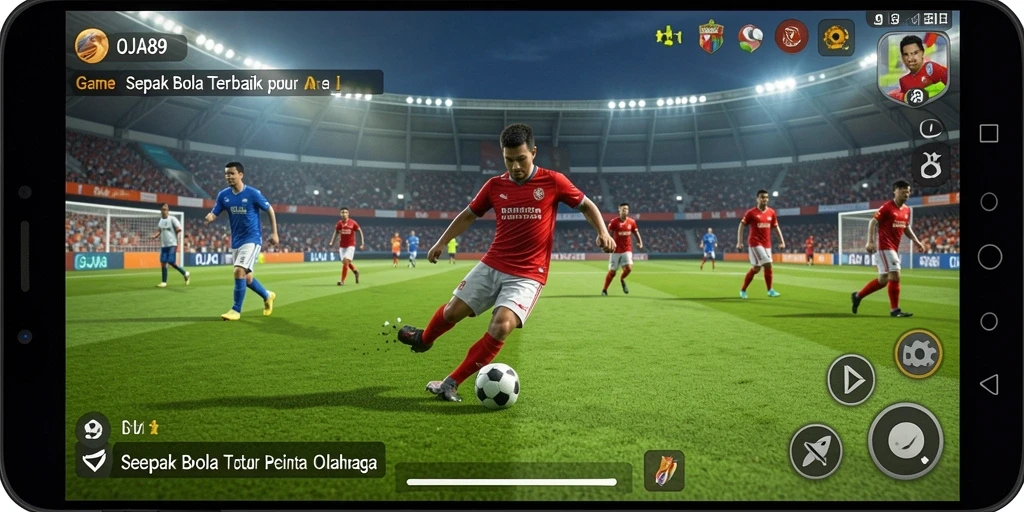 Screenshot gameplay OJA89 yang menunjukkan aksi seru di lapangan hijau.