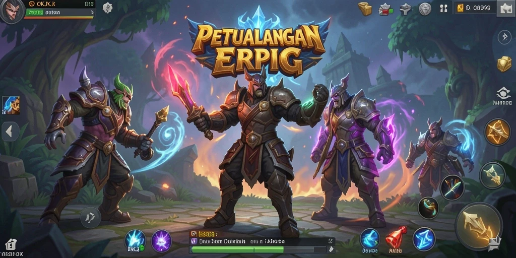 Tampilan gameplay seru dalam dunia ARPG dengan berbagai karakter dan monster.