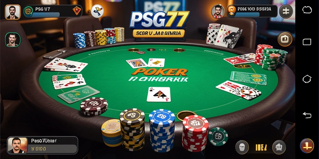 Tampilan seru gameplay Poker di PSG77 dengan interaksi antar pemain.