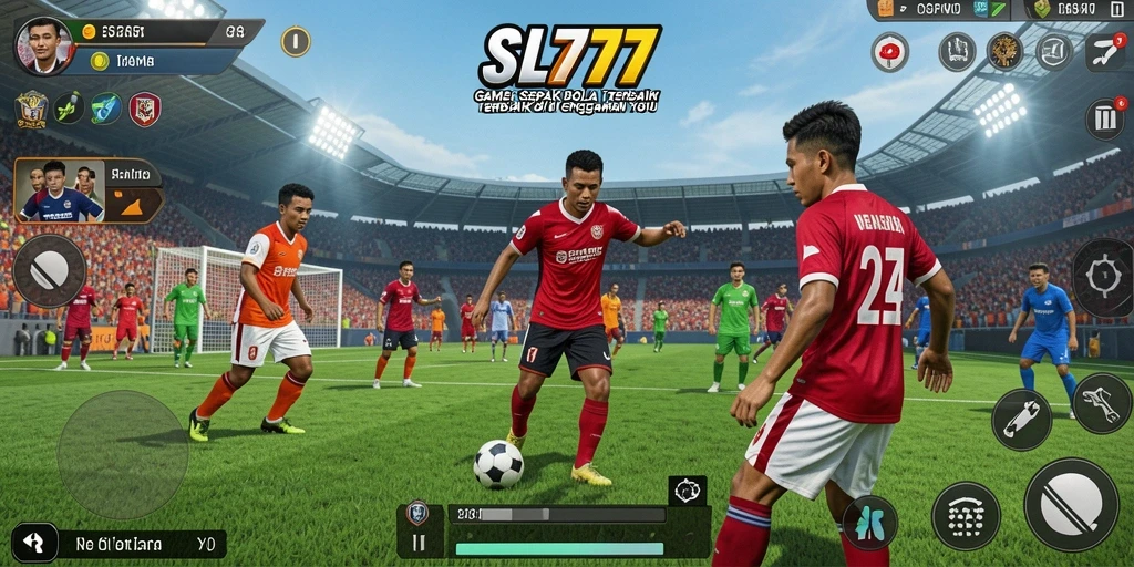 Screenshot SL777 menampilkan momen epik dalam pertandingan sepak bola.