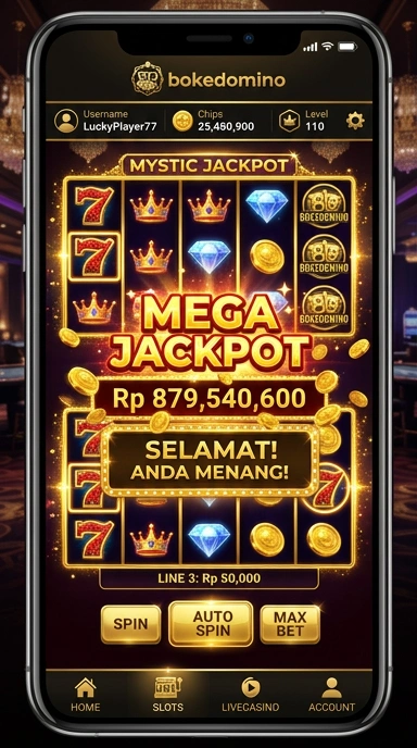 Tampilan utama aplikasi bokedomino yang menarik.